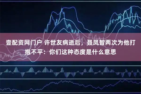 壹配资网门户 许世友病逝后,聂凤智两次为他打抱不平:你们这种态度是什么意思